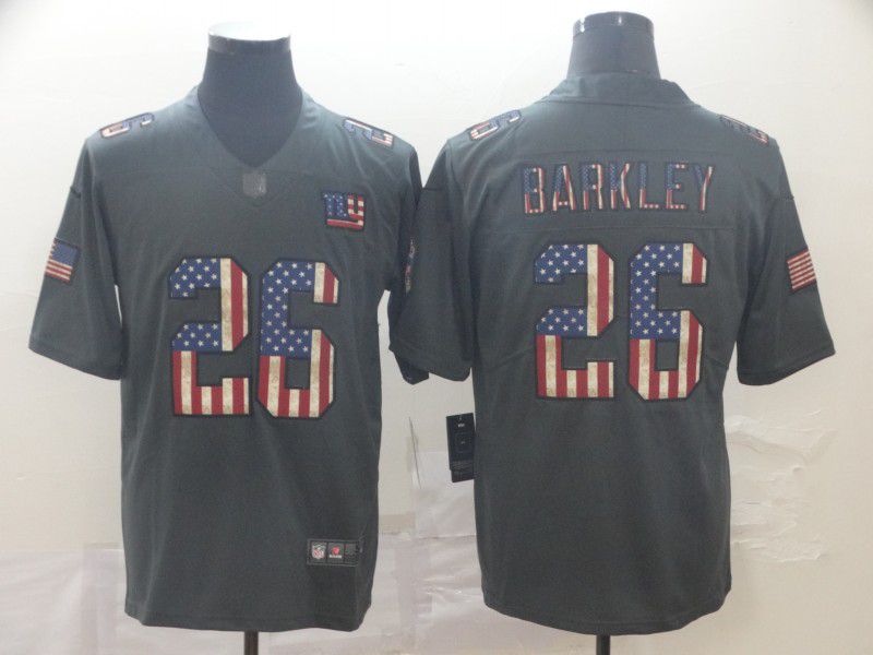 Men New York Giants #26 Barkley Carbon Black Retro USA flag Nike NFL Jerseys->baltimore ravens->NFL Jersey